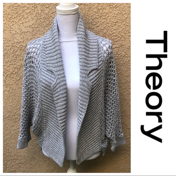Theory Sweaters - [Theory] Gray Knit Open Cardigan Dolman Sweater